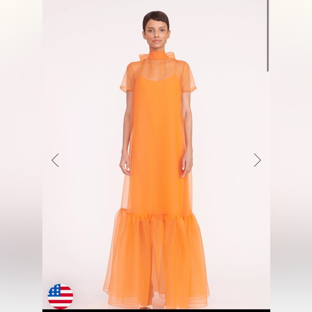 STAUD Orange Sheer Maxi Dress
